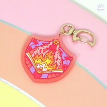 Load image into Gallery viewer, Fire Shield Pink Frosted Acrylic Charm