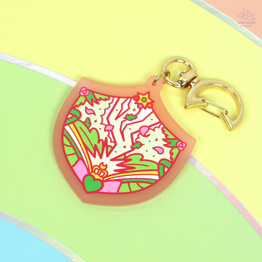 Thunder Shield Pink Frosted Acrylic Charm