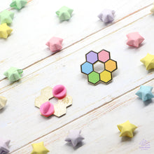 Load image into Gallery viewer, Pastel Rainbow Honeycomb Enamel Pin