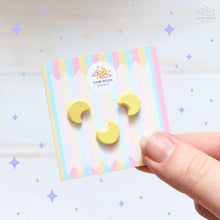 Load image into Gallery viewer, Yellow Moons - Set of 3 Tiny Dyed Enamel Pin