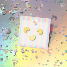 Load image into Gallery viewer, Yellow Moons - Set of 3 Tiny Dyed Enamel Pin