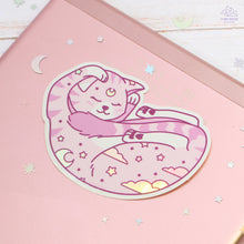Load image into Gallery viewer, Dreaming Pink Cat Holographic Sticker