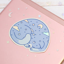 Load image into Gallery viewer, Dreaming Blue Cat Holographic Sticker
