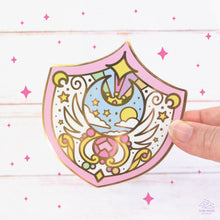 Load image into Gallery viewer, Moon Shield Gold Glossy Sticker