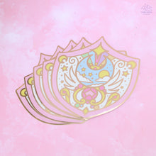 Load image into Gallery viewer, Moon Shield Gold Glossy Sticker
