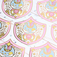 Load image into Gallery viewer, Moon Shield Gold Glossy Sticker