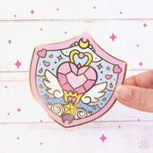 Load image into Gallery viewer, Heart Shield Gold Glossy Sticker