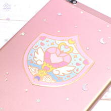 Load image into Gallery viewer, Heart Shield Gold Glossy Sticker