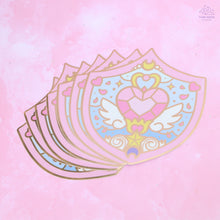Load image into Gallery viewer, Heart Shield Gold Glossy Sticker