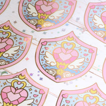Load image into Gallery viewer, Heart Shield Gold Glossy Sticker
