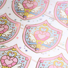 Load image into Gallery viewer, Heart Shield Gold Glossy Sticker