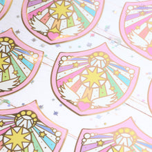 Load image into Gallery viewer, Star Shield Gold Glossy Sticker