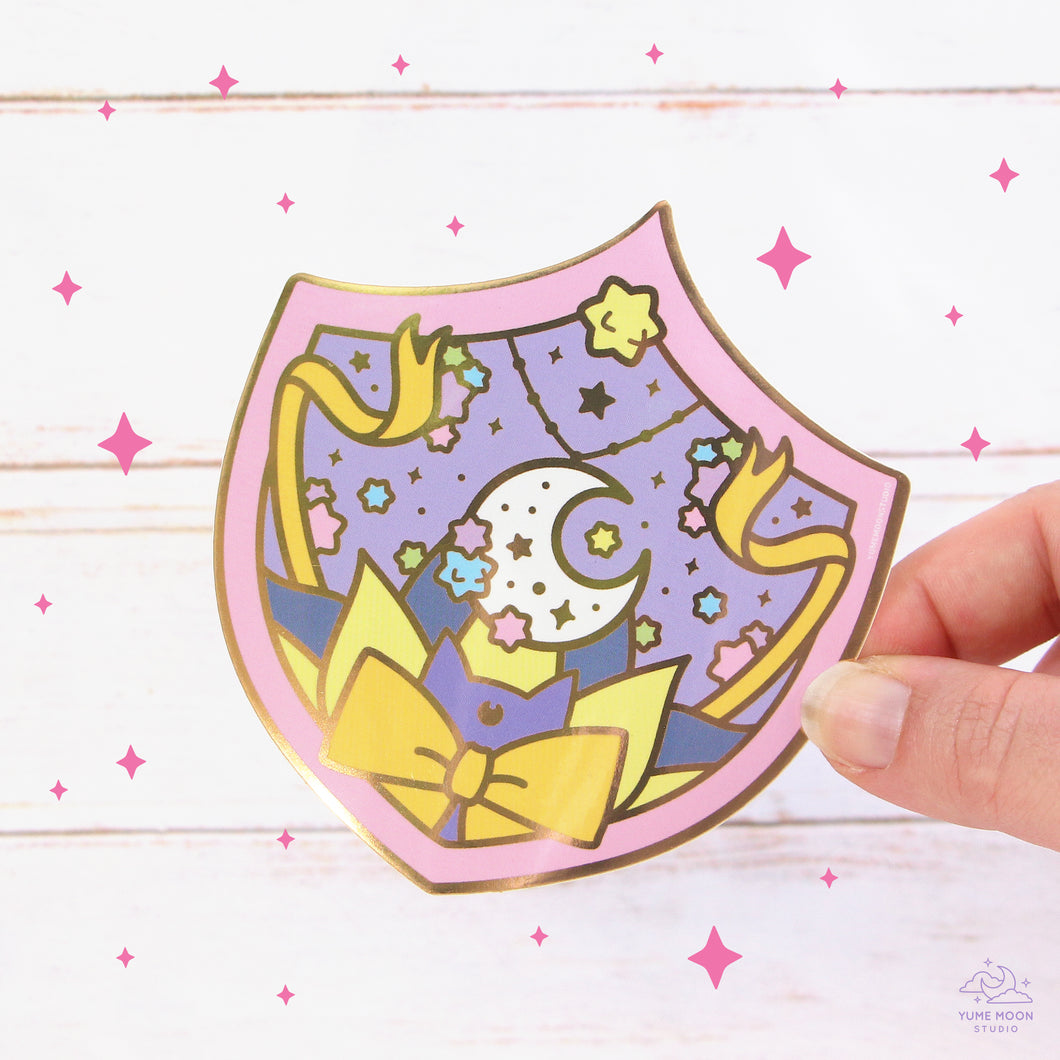 Princess Kaguya Shield Gold Glossy Sticker