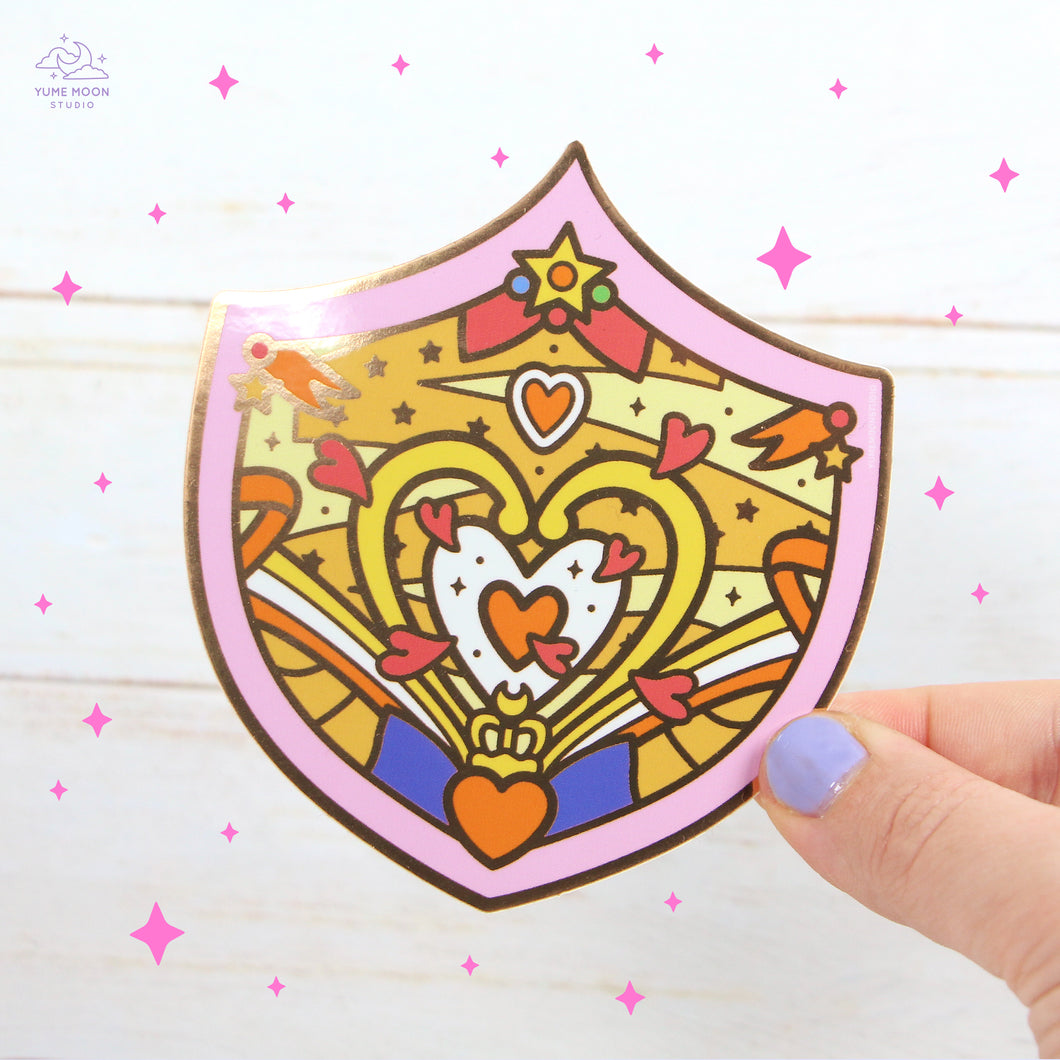 Love Shield Gold Glossy Sticker