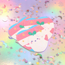 Load image into Gallery viewer, Transgender Pride Ghostie Holographic Laminated Heart Sticker