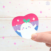 Load image into Gallery viewer, Bisexual Pride Ghostie Holographic Laminated Heart Sticker