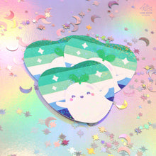 Load image into Gallery viewer, Vincian Pride Ghostie Holographic Laminated Heart Sticker