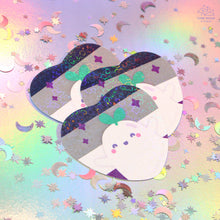 Load image into Gallery viewer, Asexual Pride Ghostie Holographic Laminated Heart Sticker
