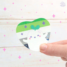 Load image into Gallery viewer, Aromatic Pride Ghostie Holographic Laminated Heart Sticker