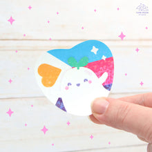 Load image into Gallery viewer, Polyamorous Pride Ghostie Holographic Laminated Heart Sticker