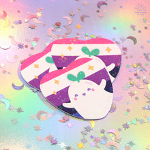 Load image into Gallery viewer, Genderfluid Pride Ghostie Holographic Laminated Heart Sticker