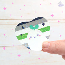Load image into Gallery viewer, Agender Pride Ghostie Holographic Laminated Heart Sticker