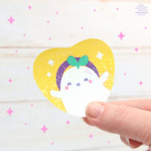 Load image into Gallery viewer, Intersex Pride Ghostie Holographic Laminated Heart Sticker