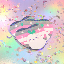 Load image into Gallery viewer, Demigirl Pride Ghostie Holographic Laminated Heart Sticker