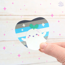 Load image into Gallery viewer, Demiboy Pride Ghostie Holographic Laminated Heart Sticker