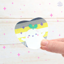 Load image into Gallery viewer, Demigender Pride Ghostie Holographic Laminated Heart Sticker