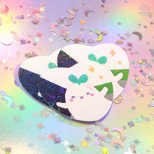 Load image into Gallery viewer, Demiromantic Pride Ghostie Holographic Laminated Heart Sticker