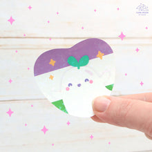 Load image into Gallery viewer, Genderqueer Pride Ghostie Holographic Laminated Heart Sticker