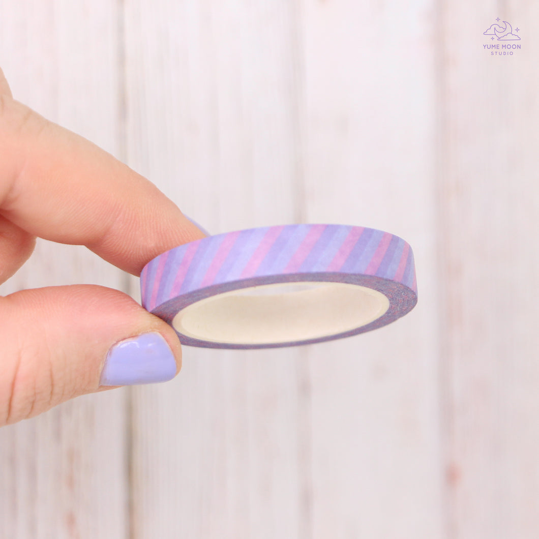 Purple Pastel Striped Thin Washi Tape