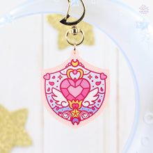 Load image into Gallery viewer, Heart Shield Pink Frosted Acrylic Charm