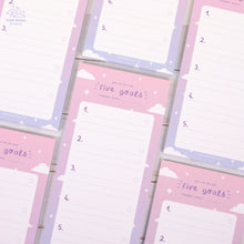 Load image into Gallery viewer, 'Five goals' notepad