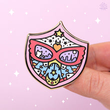Load image into Gallery viewer, Red Mask Shield Enamel Pin
