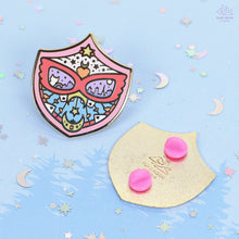 Load image into Gallery viewer, Red Mask Shield Enamel Pin
