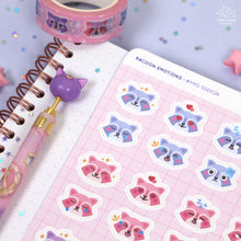 Load image into Gallery viewer, Raccoon Emotions Sticker Sheet