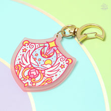 Load image into Gallery viewer, Moon Shield Pink Frosted Acrylic Charm