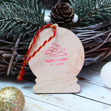 Load image into Gallery viewer, Owl & Squirrel Snowglobe Wooden Ornament