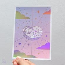 Load image into Gallery viewer, Lavender Dreaming Cat Holographic Foil Print
