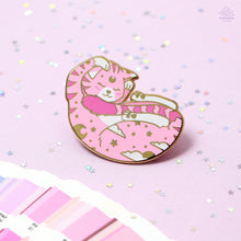 Load image into Gallery viewer, Pink Dreaming Cat Enamel Pin