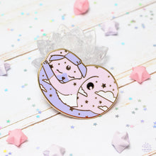 Load image into Gallery viewer, Lavender Dreaming Cat Enamel Pin

