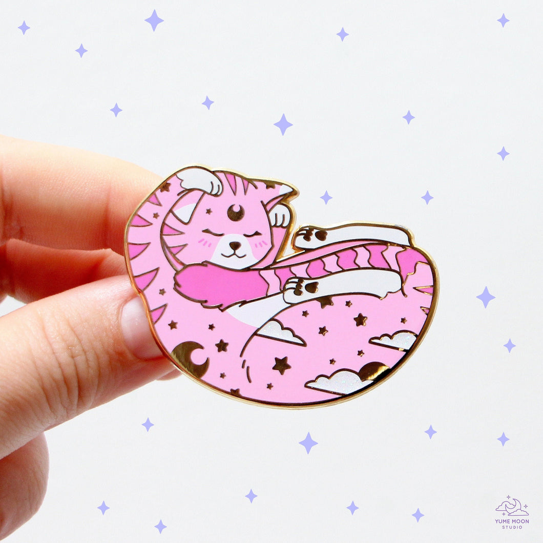 Pink Dreaming Cat Enamel Pin