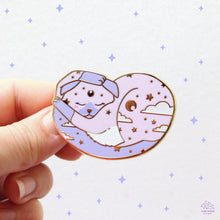 Load image into Gallery viewer, Lavender Dreaming Cat Enamel Pin