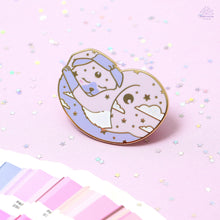 Load image into Gallery viewer, Lavender Dreaming Cat Enamel Pin
