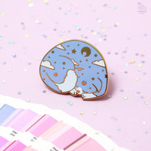 Load image into Gallery viewer, Blue Dreaming Cat Enamel Pin
