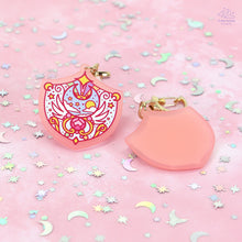 Load image into Gallery viewer, Moon Shield Pink Frosted Acrylic Charm

