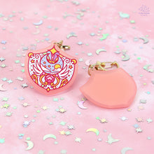 Load image into Gallery viewer, Moon Shield Pink Frosted Acrylic Charm