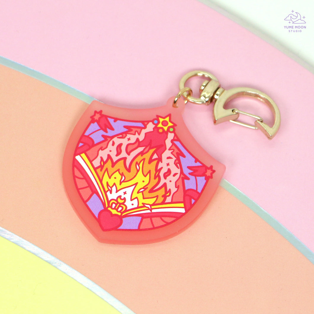 Fire Shield Pink Frosted Acrylic Charm